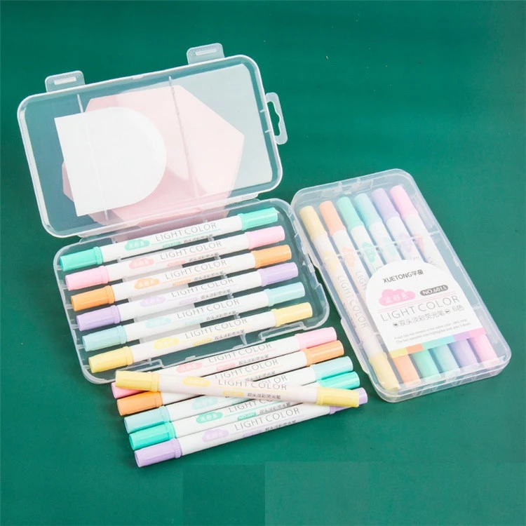 6pcs ডুয়াল-টিপ প্যাস্টেল রঙ হাইলাইটার